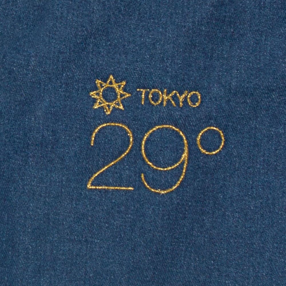 東京の気温 デニム ラージ トートバッグ 刺繍 拡大