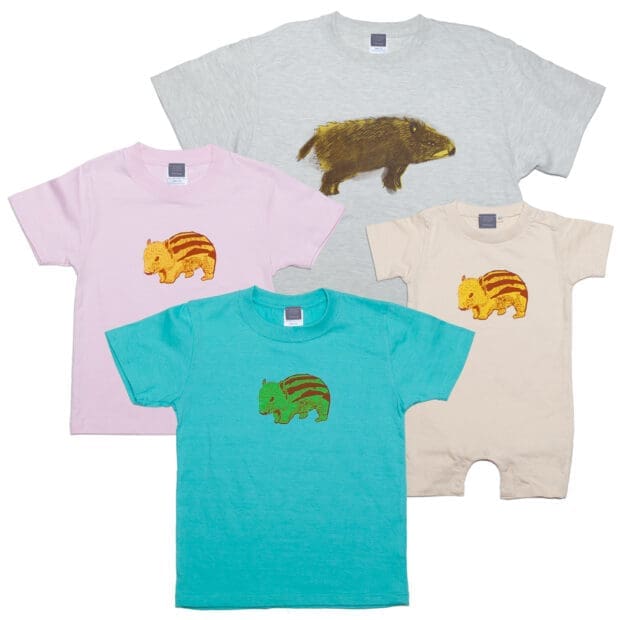 イノシシ 動物 ユニセックス Tシャツ (亥年) キッズ、ベビー
