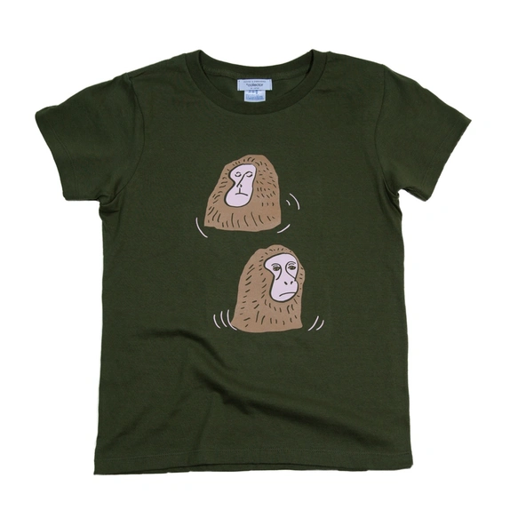 温泉の日本猿 プリントTシャツ　5.6オンス ユニセックスS~XL・レディースサイズあり